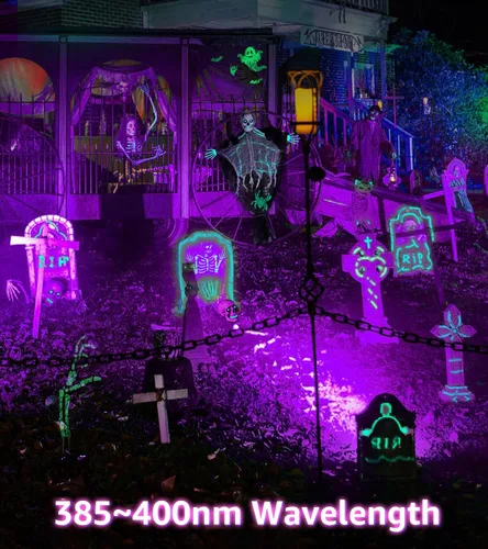 Vista 6 de URTOM Luz negra para exteriores de 120 V para Halloween, luz negra, impermeable, luz LED negra, luz LED negra, 15 W, focos morados, luces negras