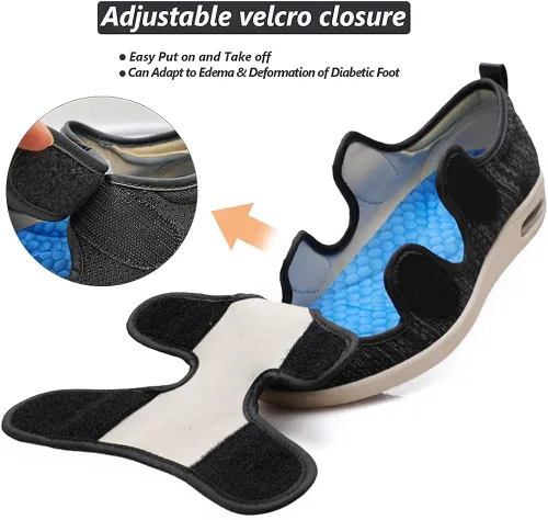 Vista 3 de W&LESVAGO Zapatos diabéticos de ancho ancho para mujer, cojín de aire, ligero y cómodo sandalias para caminar para ancianos hinchados pies vendados