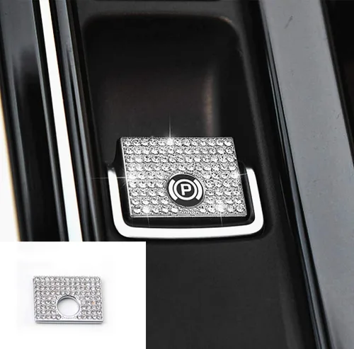 Vista 12 de Adecuado para Jaguar auto XF XE F-PACE Accesorios brillantes, botón de estacionamiento electrónico, perilla de control de engranajes, juego