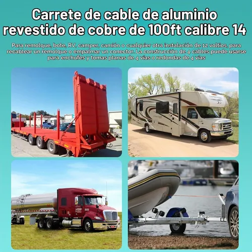 Vista 8 de Kit de arnés de cableado de remolque de 100 pies, calibre 14, 4 vías
