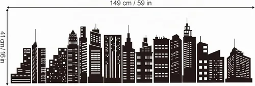 Vista 4 de wondever Calcomanías de pared con diseño de horizonte de ciudad, diseño