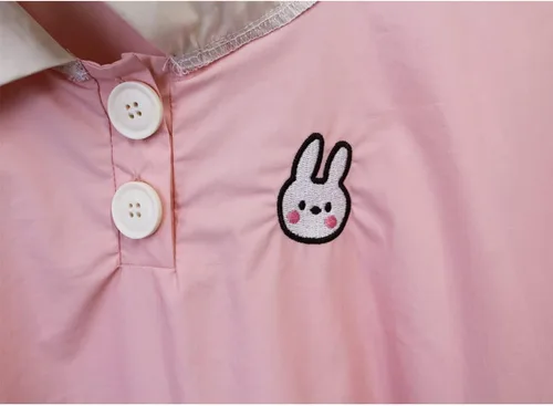 Vista 6 de Himifashion Sweet Lolita - Vestidos góticos de cintura delgada de manga corta con cuello de bebé largo hasta la rodilla japonés Kawaii vestido
