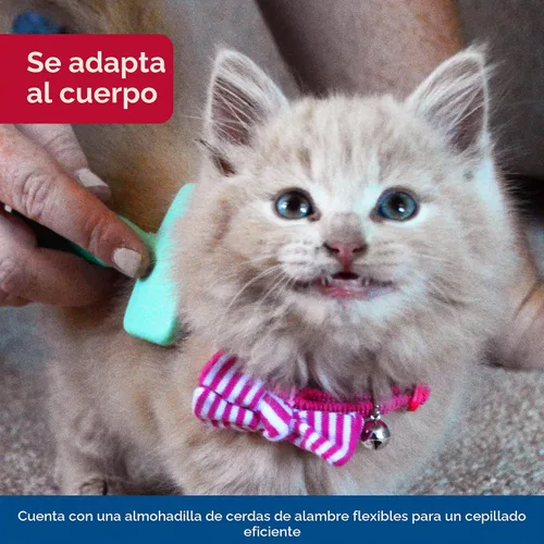 Vista 4 de Coastal Pet Li'l Pals - Cepillo deslizante para gatitos con puntas recubiertas