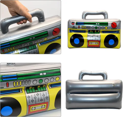 Vista 4 de 5 piezas de radio inflable Boombox teléfono móvil inflable de los años 80 y 90 decoraciones de fiesta accesorios de fotos para decoraciones