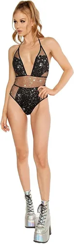 Vista 3 de iHeartRaves Body Rave para mujer Sexy atrevida malla transparente recortada de una pieza