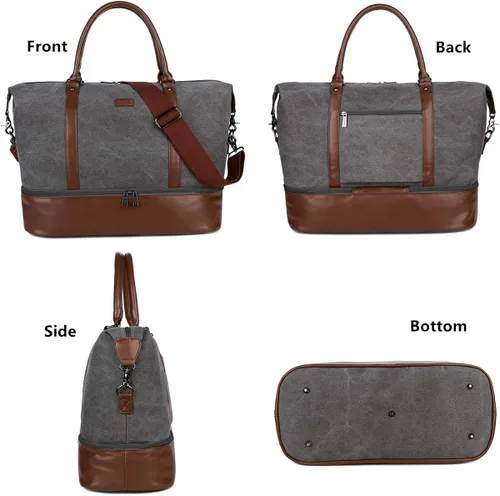 Vista 2 de BAOSHA HB-28 - Bolsa de lona para mujer para la noche o el fin de semana, gris, Moderno Equipada