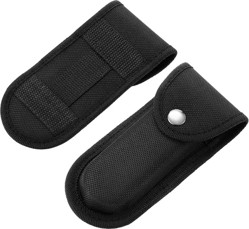Vista 7 de Paquete de 2 fundas de nailon para cuchillos de bolsillo, 5-5.5 pulgadas para transporte diario Folding knife and multitool pouch with snap