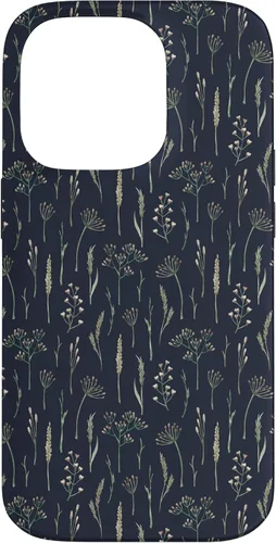 Vista 17 de Funda neutra Boho Dry Wildflower Meadow Botanical (azul marino) para iPhone 16