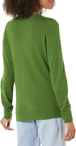 Vista 2 de Tienda Essentials - Suéter ligero de manga larga con cuello en V para mujer, de ajuste clásico (disponible en talla extragrande)
