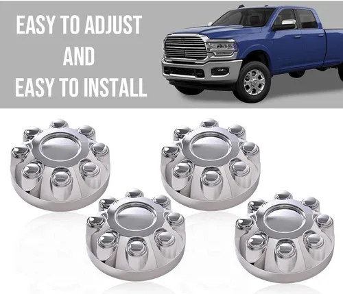 Vista 4 de PIT66 4 tapas de 8 lengüetas, tapa central de rueda de 17 pulgadas, tapas centrales cromadas para Dodge RAM 1500 2006-2008/RAM 2500 2003-2013/RAM