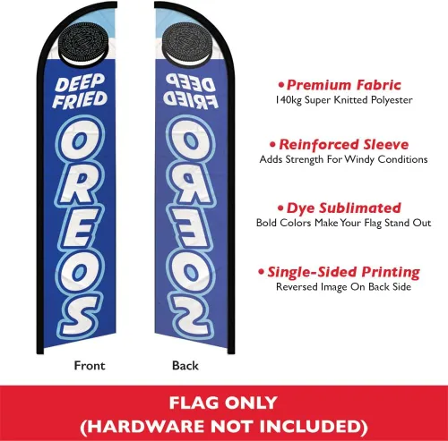 Vista 2 de Bandera sin viento de Oreos Deep Fried - Ideal para restaurantes, camiones de comida, ferias, eventos de carnaval y negocios