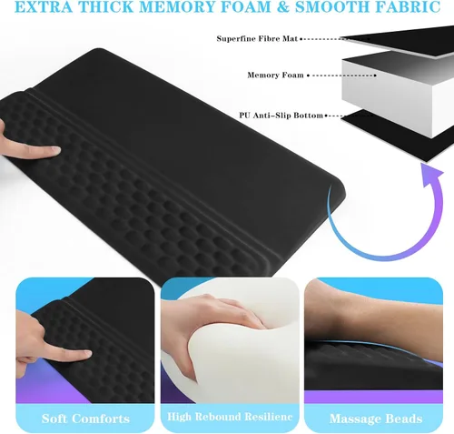 Vista 4 de Soporte para teclado de computadora con reposamuñecas, soporte ergonómico inclinado para teclado - Elevador de teclado con almohadilla para muñeca