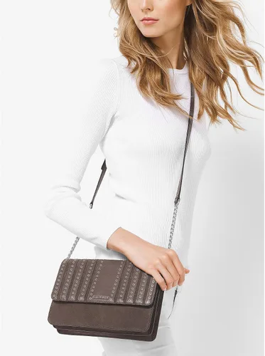 Vista 4 de MICHAEL Michael Kors Mujeres Brooklyn Ante Cuero Crossbody Bolso Gris Grande