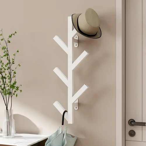 Vista 13 de Vlush Perchero de Metal para Montar en la Pared con 6 Ganchos, Perchero de Ropa Moderno y Minimalista, Perchero Vertical para Colgar Ropa