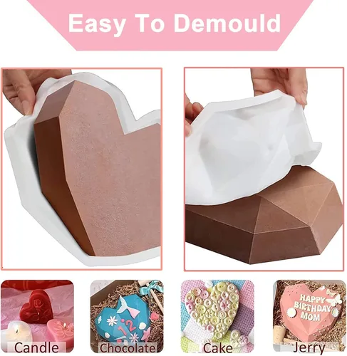 Vista 12 de 10 moldes de silicona con forma de corazón de San Valentín, gran molde de corazón rompible para chocolate con martillo, 8 moldes de silicona
