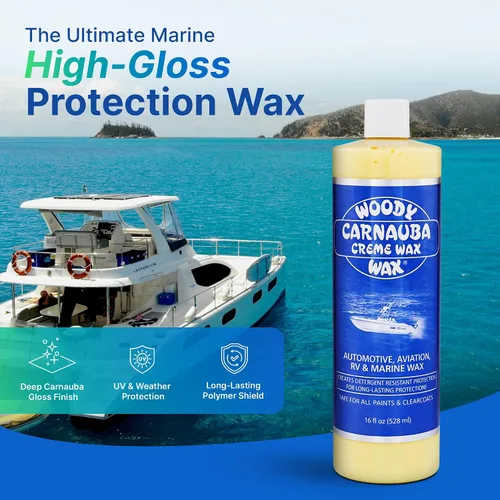 Vista 2 de Woody Wax Cera de crema de carnauba, cera profesional de alto brillo marino, RV y aviación, protección UV para pintura y capa transparente