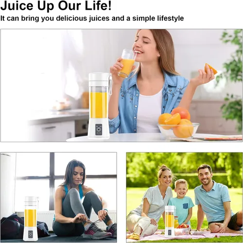 Vista 6 de Licuadora portátil Licuadora personal Mini Batidos Batidos Juicer Cup USB Recargable Blanco