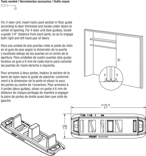 Vista 12 de Prime-Line N 6560 Acero estampado, ajustable, puerta de armario, guía de suelo (paquete de 2) 2 Paquete