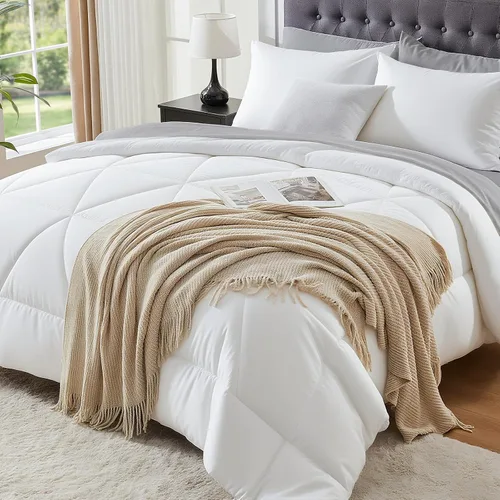 Vista 14 de BEDELITE Juego de ropa de cama con edredón tamaño individual de 5 piezas, reversible, en una bolsa - Juego de cama de lujo suave de microfibra