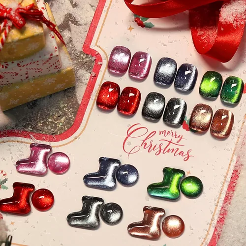 Vista 26 de Born Pretty - Esmalte de uñas de gel magnético 9D con purpurina reflectante, esmalte de gel holográfico de color gato magnético, juego de 7ml, 6