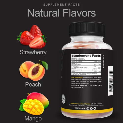 Vista 3 de Gomitas de vitamina D3 Halal para adultos, hombres y mujeres 1000 UI - 2000 UI Apoya la salud ósea, inmunidad y corazón Vegetarianas, sin OMG