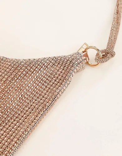 Vista 3 de Bolso de mano brillante con diamantes de imitación, elegante y brillante para mujer