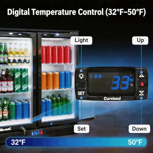 Vista 4 de Enfriador de barra trasera para debajo de la encimera, refrigerador de bebidas de 7.5 pies cúbicos, refrigerador bajo encimera, 2 puertas de 36