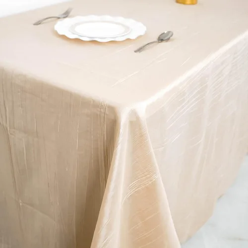 Vista 4 de Mantel rectangular de tafetán arrugado de acordeón de 90 x 132 pulgadas, manteles de boda, manteles de mesa, decoración de eventos, manteles