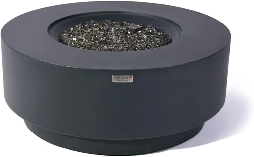 Vista 3 de AMS Chimenea Elementi Plus Nimes Mesa redonda de gas propano de hormigón gris oscuro (propano líquido)