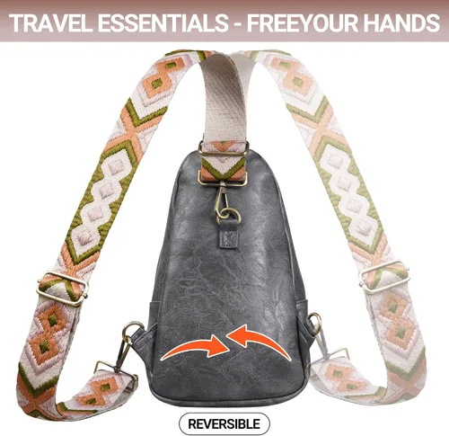 Vista 7 de KFXFENQ Bolso bandolera para mujer, de piel sintética, bolso bandolera pequeña, mochila cruzada multiusos para el pecho, para mujer, ciclismo