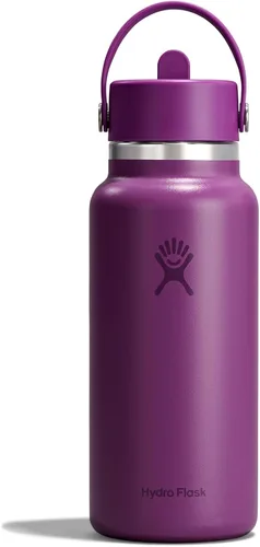 Vista 116 de Hydro Flask Botella de agua – Acero inoxidable aislado – Tapa flexible con popote de boca ancha, antiderrames, a prueba de fugas y recargable