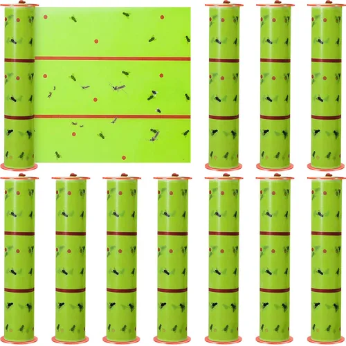 Vista 13 de Qualirey Trampas adhesivas gigantes para moscas, tiras para moscas para interiores y exteriores, cintas voladoras no tóxicas, mata mosquitos