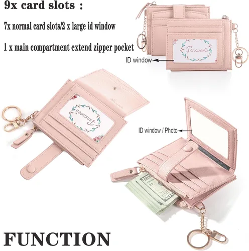 Vista 3 de Llavero Cartera de Muñeca Pequeño Portador de Tarjetas de Crédito Pulsera Llavero Monedero Brazalete Borla con Cuentas Anillos de Llaves para Mujeres