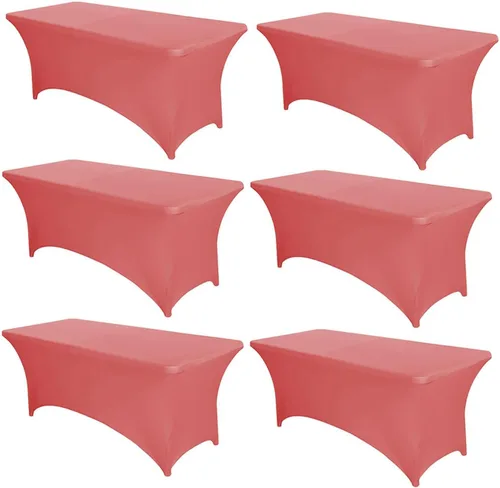 Vista 9 de PTC21B - Juego de 6 manteles elásticos de 6 pies, color negro, rectangular, ajustable, lavable, de elastano, para fiestas, bodas, cócteles