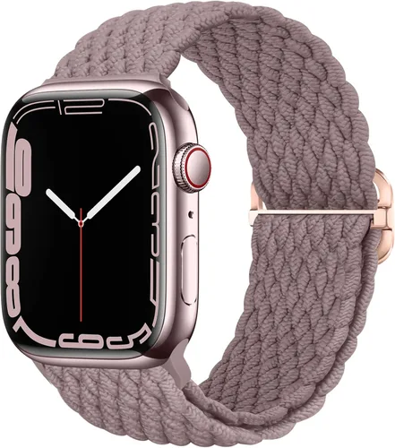 Vista 24 de Qimela - Correa elástica Solo Loop compatible con Apple Watch de 49 mm, 46 mm, 45 mm, 44 mm, 42 mm, 41 mm, 40 mm y 38 mm, correa trenzada Verde