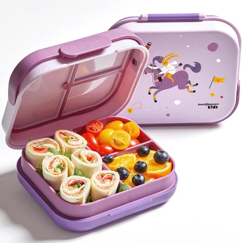 Vista 8 de Bentoheaven Lonchera Bento para niños, 3 compartimentos, 30 onzas, rosa Rosa coral