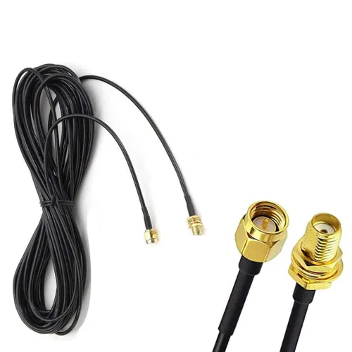 Vista 9 de Cable de extensión de antena WiFi de 3 pies RG174 RF SMA macho a SMA hembra Cable coaxial de baja pérdida chapado en oro coleta con adaptador
