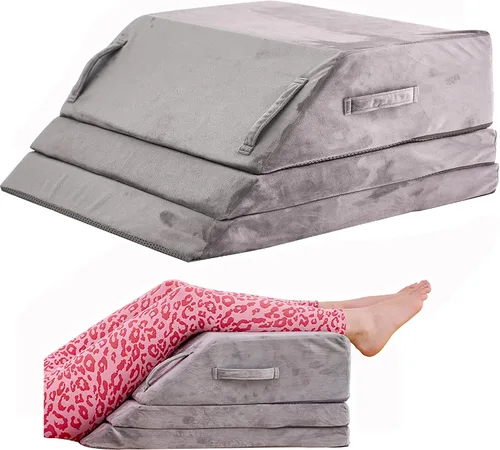 Vista 10 de Almohada de cuña para dormir, almohada de cuña para cama después de la cirugía, almohada de espuma viscoelástica de 2 alturas para elevación