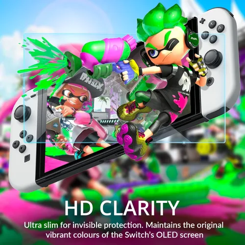 Vista 9 de Orzly Protector de pantalla de vidrio para Nintendo Switch OLED 2021 accesorios de consola (paquete de 4) Vidrio templado Life time Edition
