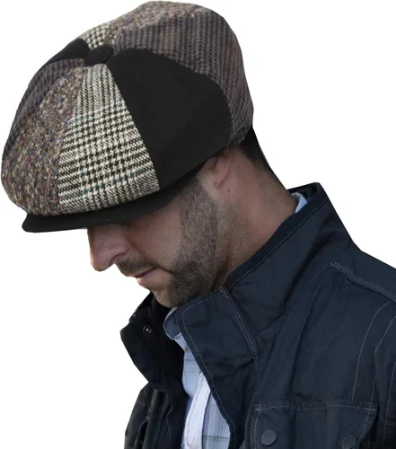 Vista 17 de EPOCH Gorra de lana para hombre, sombrero de golf Applejack de cabbie de tweed de conducción en espiga Nsb1910