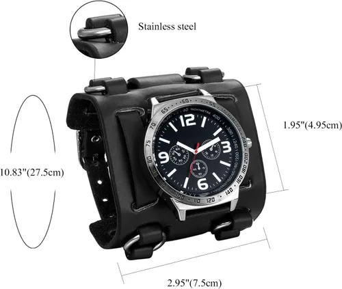 Vista 3 de Avaner Reloj deportivo de cuarzo analógico para hombre, estilo steampunk, color negro, con esfera redonda, esfera redonda, reloj deportivo de cuarzo