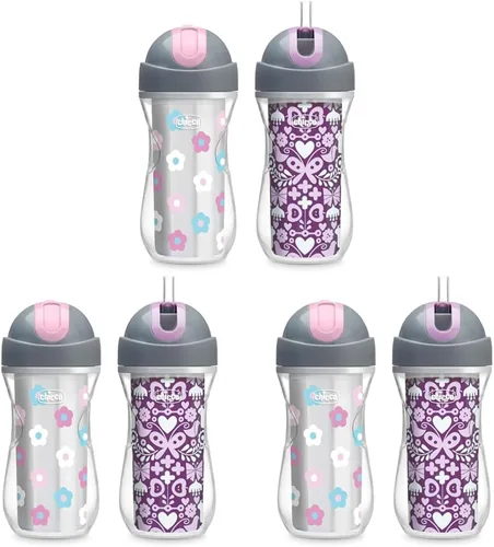 Vista 20 de Chicco Vaso con Pajita Abatible de 9 onzas Vaso Entrenador Aislado para Niños Pequeños con Pajita de Silicona Suave Sin Derrames Fácil
