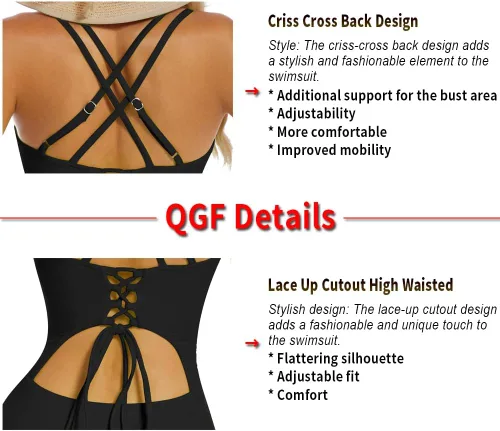 Vista 4 de Traje de baño de una pieza mejorado para mujer, trajes de baño con control de abdomen, diseño único sexy con espalda cruzada, traje de baño fruncido