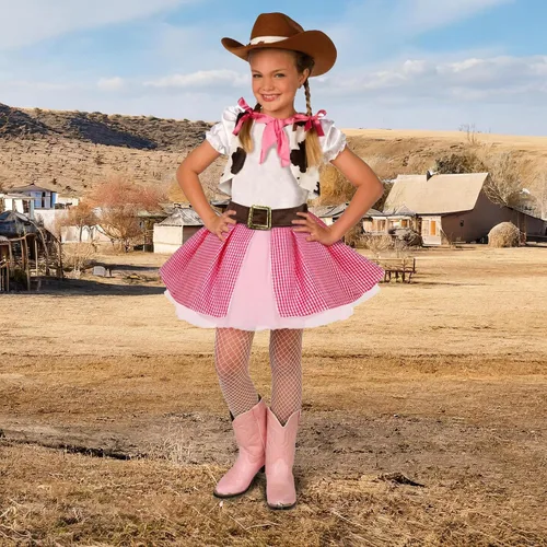 Vista 4 de Morph Trajes de vaquera para niñas, disfraz de vaquera para niñas, disfraz de Halloween para niños