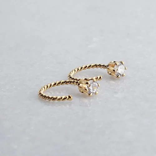 Vista 79 de Half Huggie Birthstone Gold Hoop Earrings for Women Tiny Cartilage Stud Piercing Earring Hypoallergenic Earring Screw Back Dainty Hug