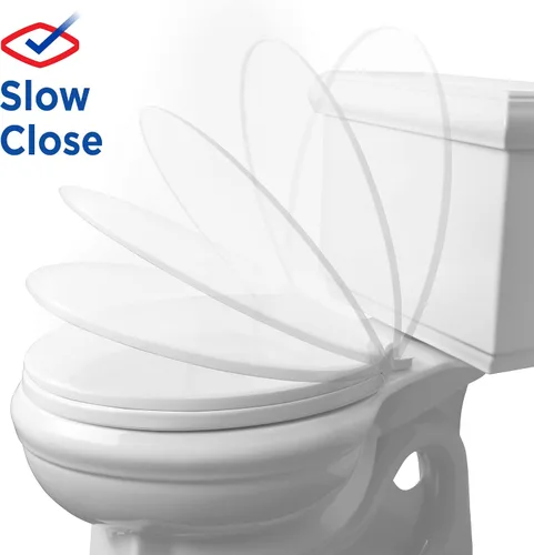 Vista 4 de Clorox Asiento de inodoro de plástico perfumado alargado con bisagras fáciles de quitar -Tyler