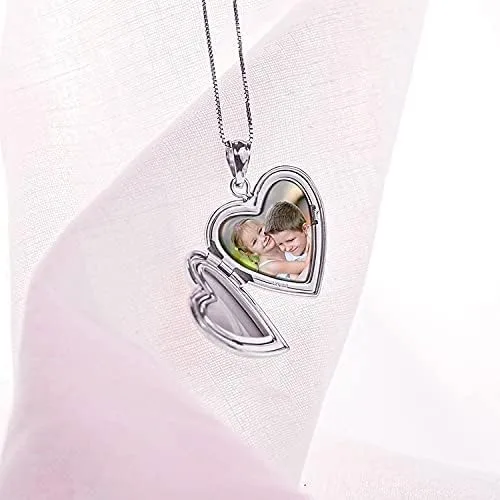 Vista 5 de PicturesOnGold Personalized Always in My Heart Silver Or Gold Heart Locket Pendant Necklace
