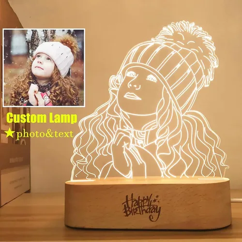 Vista 3 de Luz nocturna personalizada, marco de fotos acrílico en 3D, marco de fotos, aniversario, boda, Navidad, regalos de cumpleaños para él y su esposa