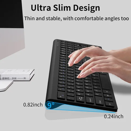 Vista 5 de Teclado inalámbrico, 2.4G USB delgado silencioso sin cables para Windows Chrome Laptop Computadora PC Escritorio Notebook Chromebook, 12 teclas
