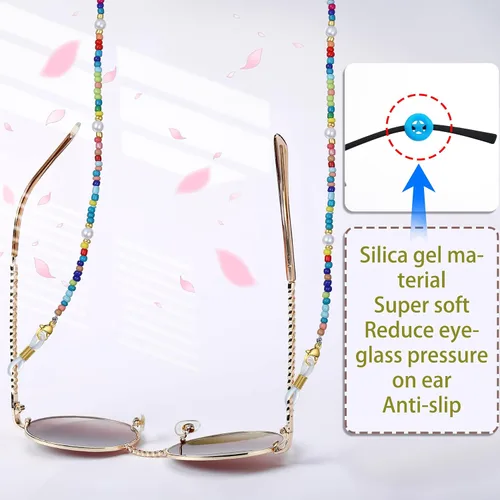 Vista 2 de Cadena multifuncional para gafas elegante soporte para gafas, collar y cordón para máscara para mujeres de moda